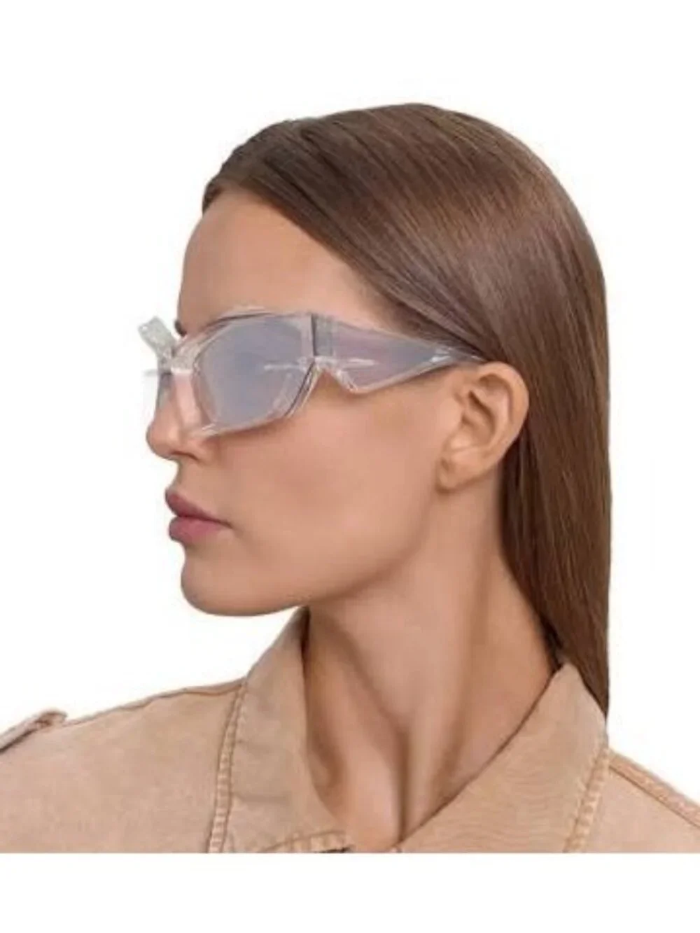 Givenchy GV40049U 26G Sunglasses Transparent Geometric Frame, Silver Lenses
